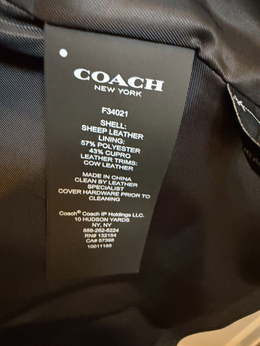 Coach Uptown Racer Leather Motorcycle Jacket Black w/ Garment Bag M MSRP: $898 - Picture 6 of 8